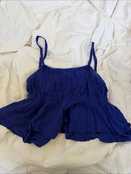 Altar'd State Tops - Royal Blue Ruffled Spaghetti Strap Tank Top